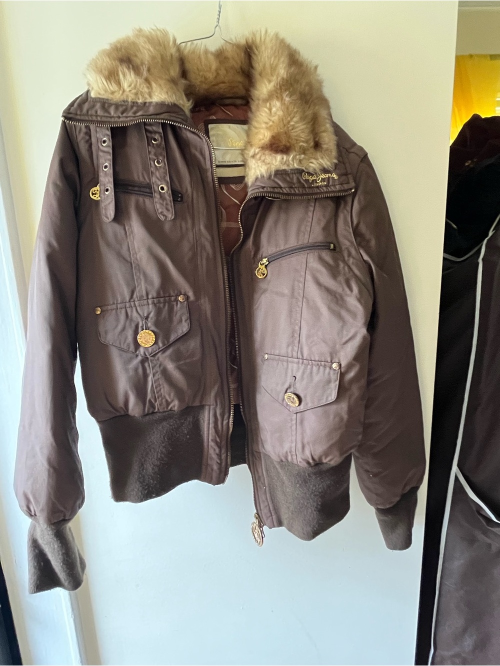 Pepe Jeans Brown Bomber Jacket and Vest 2in 1 sleeves zip off
